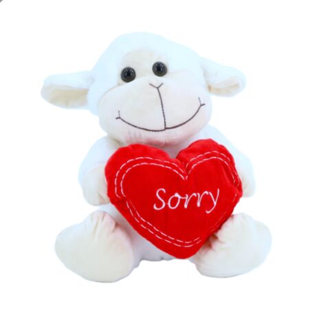 Peluche Ovejita Blanca con Corazón Rojo "Sorry